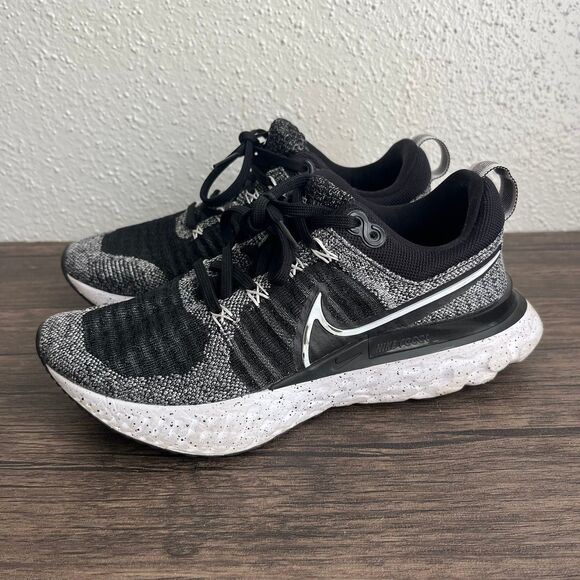 Nike React Infinity Run FK 2 Oreo Black White Athletic Running Shoes Womens 6.5 - Picture 3 of 8